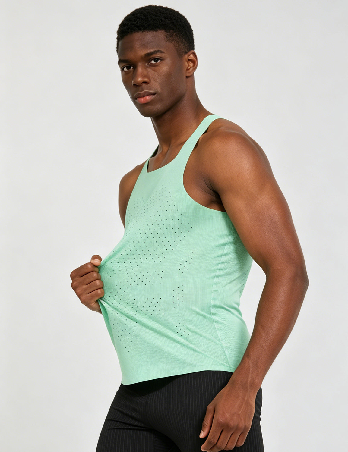 Orin Men's Square Neck Perforated Sports Tank Top