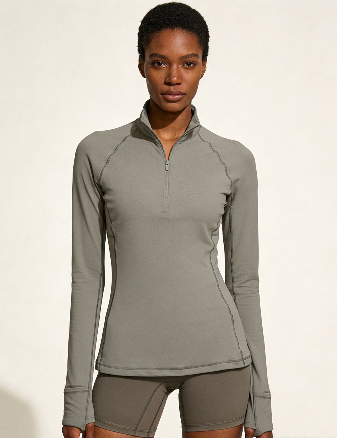 Orin Women's Half-Zip Stand Collar Slim Fit Fitness Long Sleeve Top