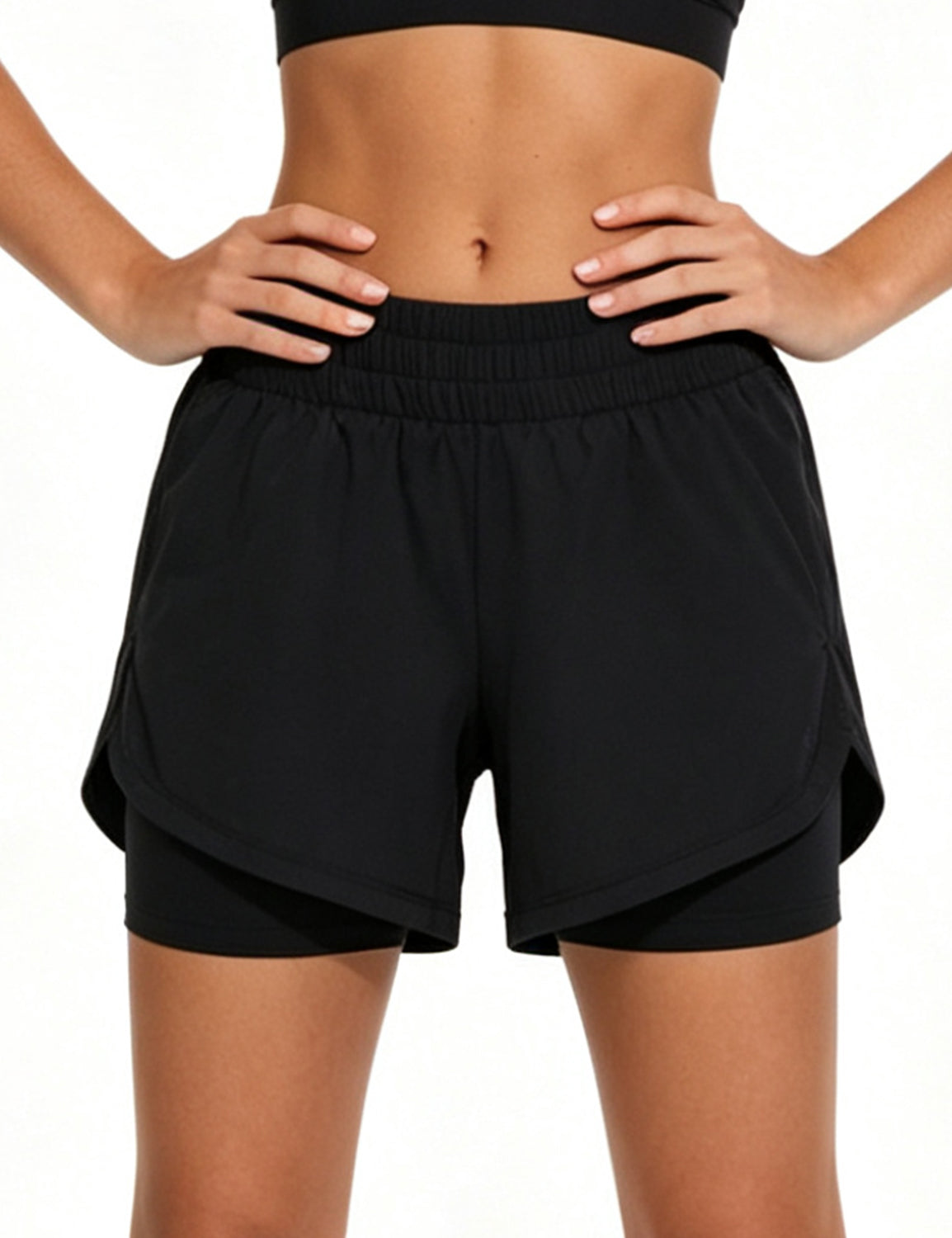Orin Women 2-in-1 High Waisted Running Shorts with Zipper Pockets