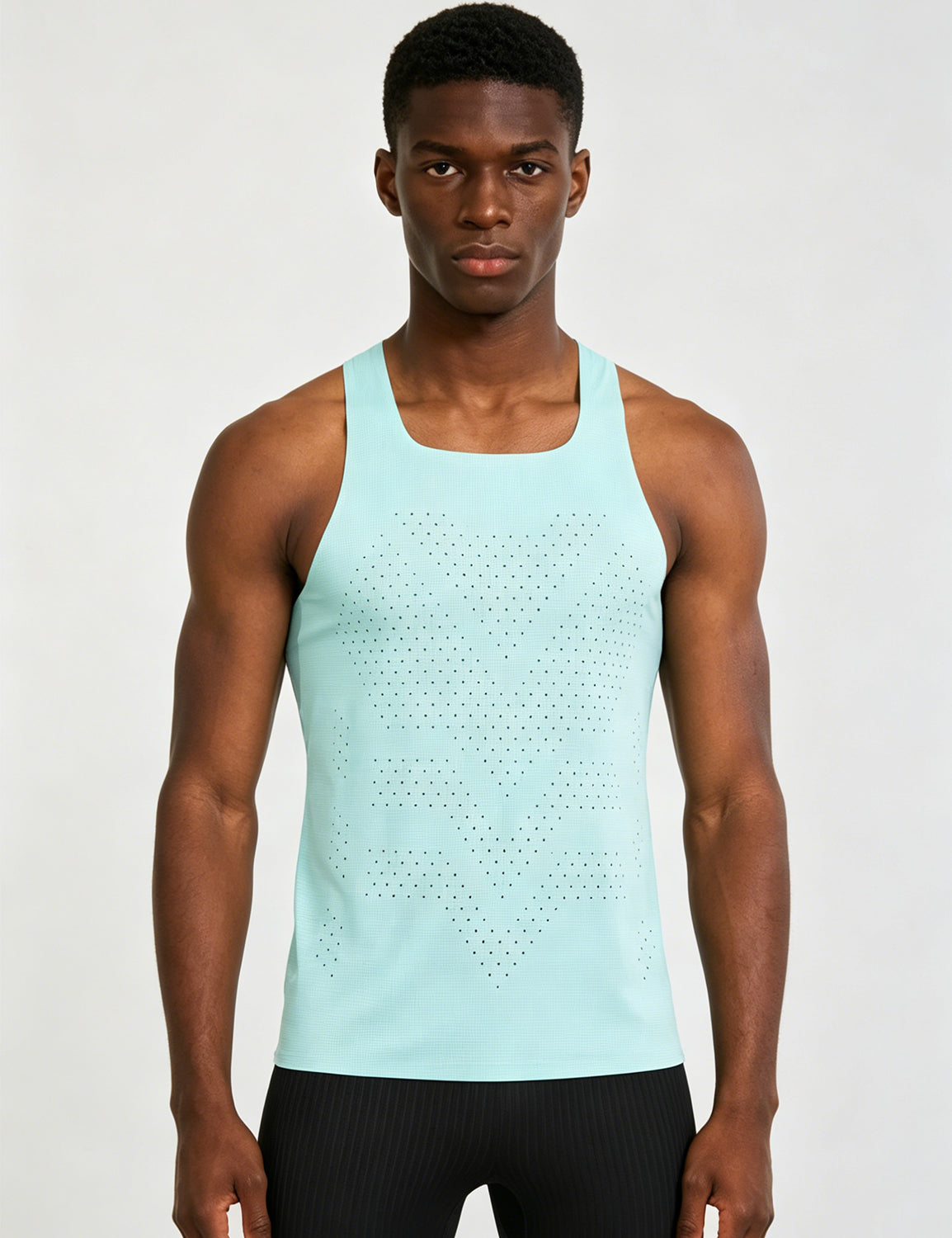 Orin Men's Square Neck Perforated Sports Tank Top