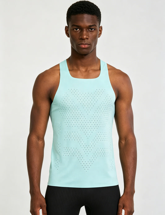 Orin Men's Square Neck Perforated Sports Tank Top