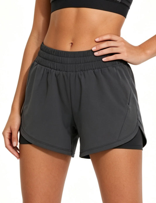 Orin Women 2-in-1 High Waisted Running Shorts with Zipper Pockets