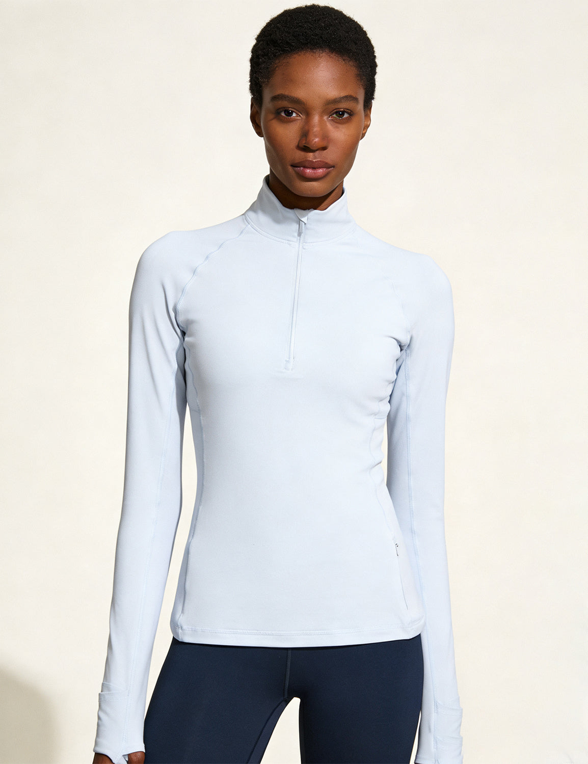 Orin Women's Half-Zip Stand Collar Slim Fit Fitness Long Sleeve Top