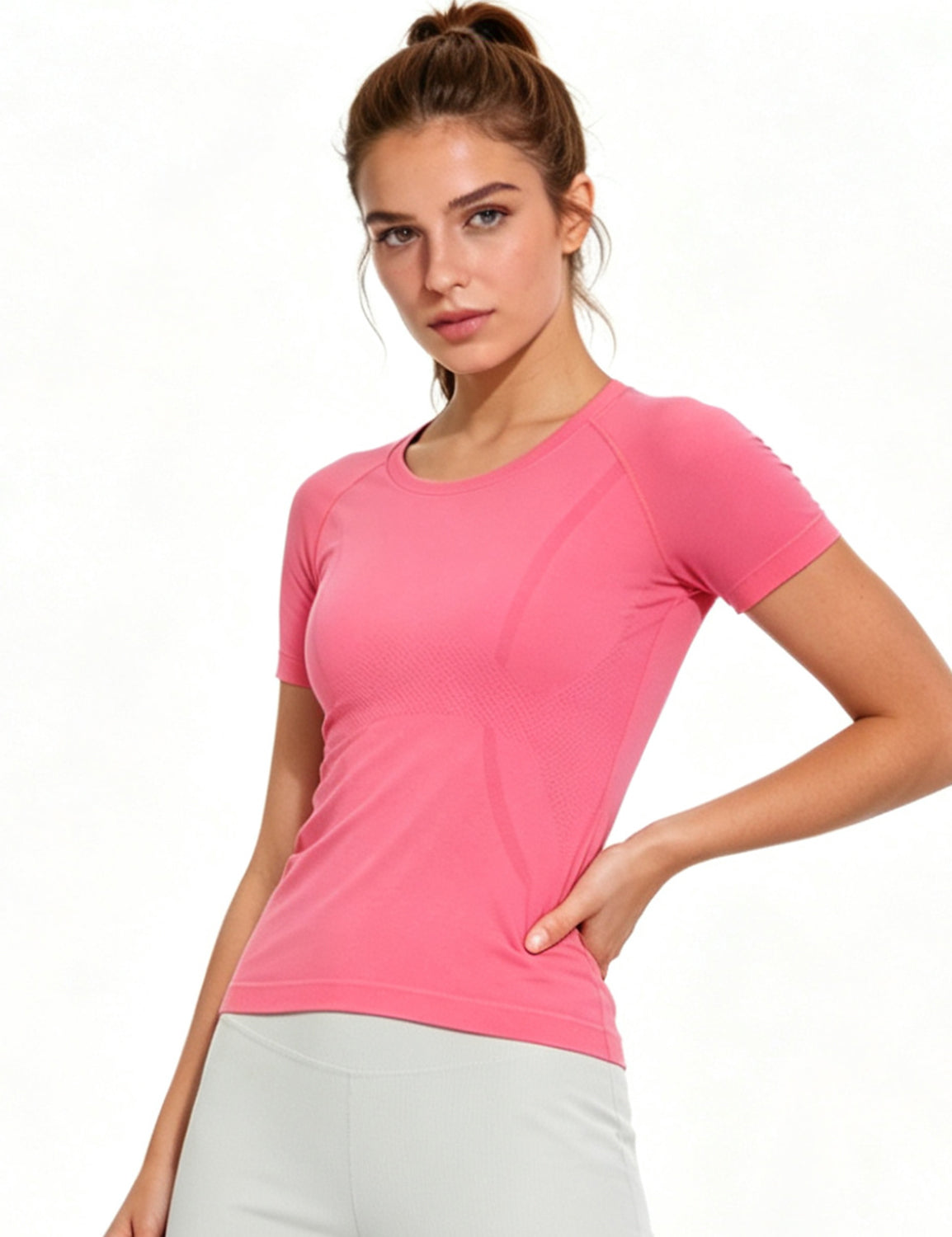 Orin Women's Slim Fit Seamless Quick-Dry Breathable Sports Short Sleeve Shirts