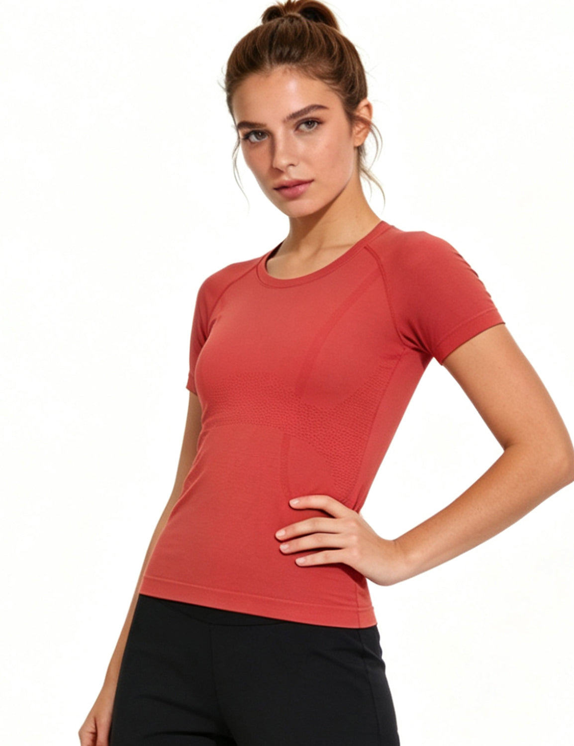 Orin Women's Slim Fit Seamless Quick-Dry Breathable Sports Short Sleeve Shirts