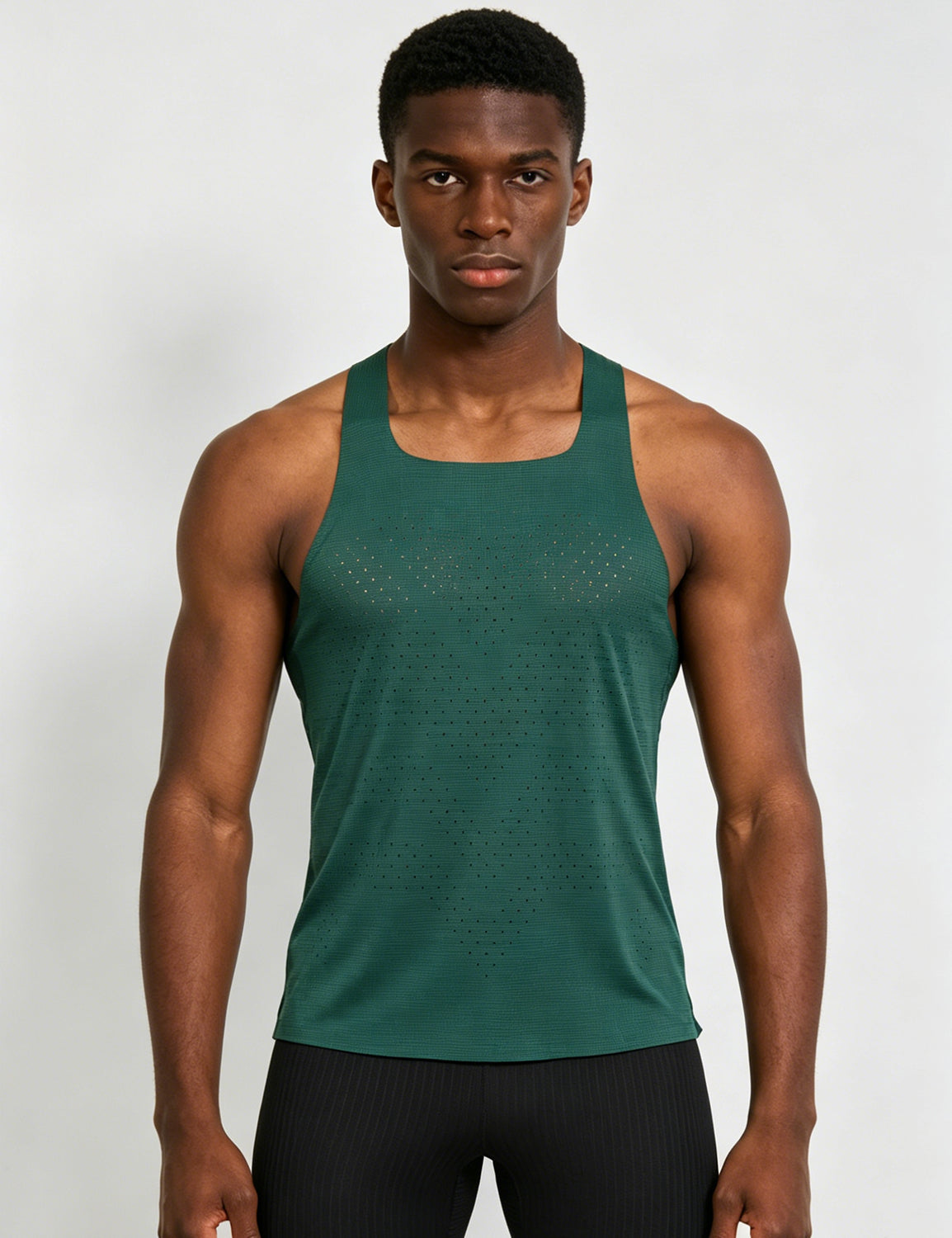 Orin Men's Square Neck Perforated Sports Tank Top