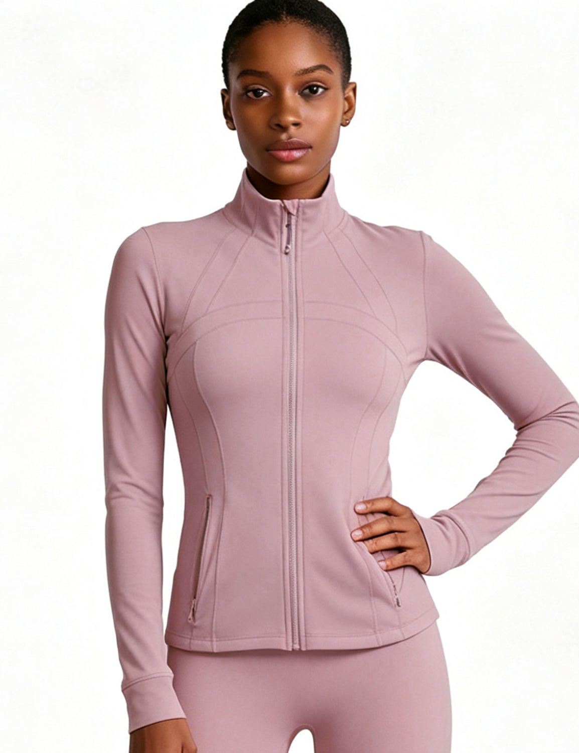 Orin Women’s Zip Up Athletic Jacket with Thumb Holes and Zipper Pockets
