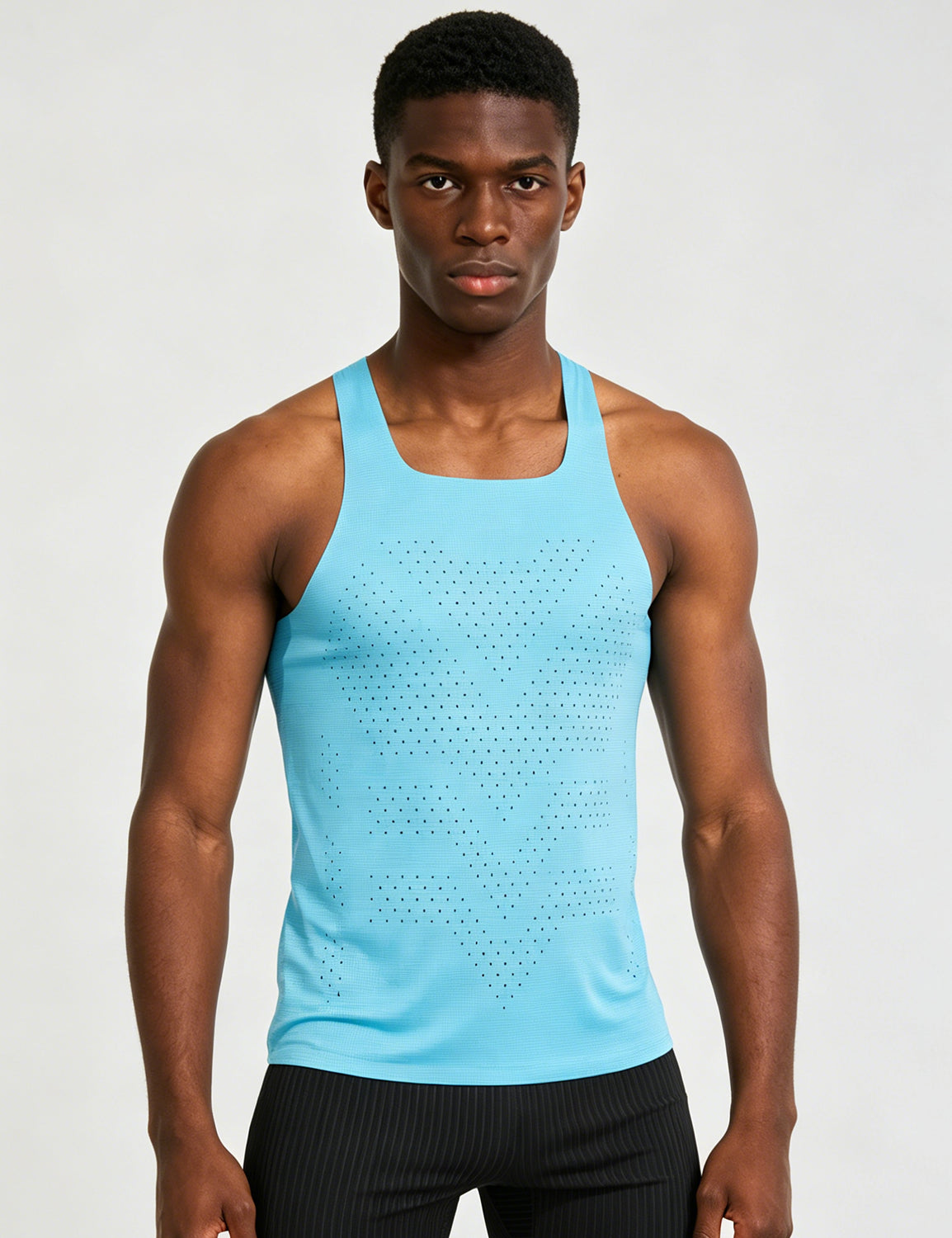 Orin Men's Square Neck Perforated Sports Tank Top