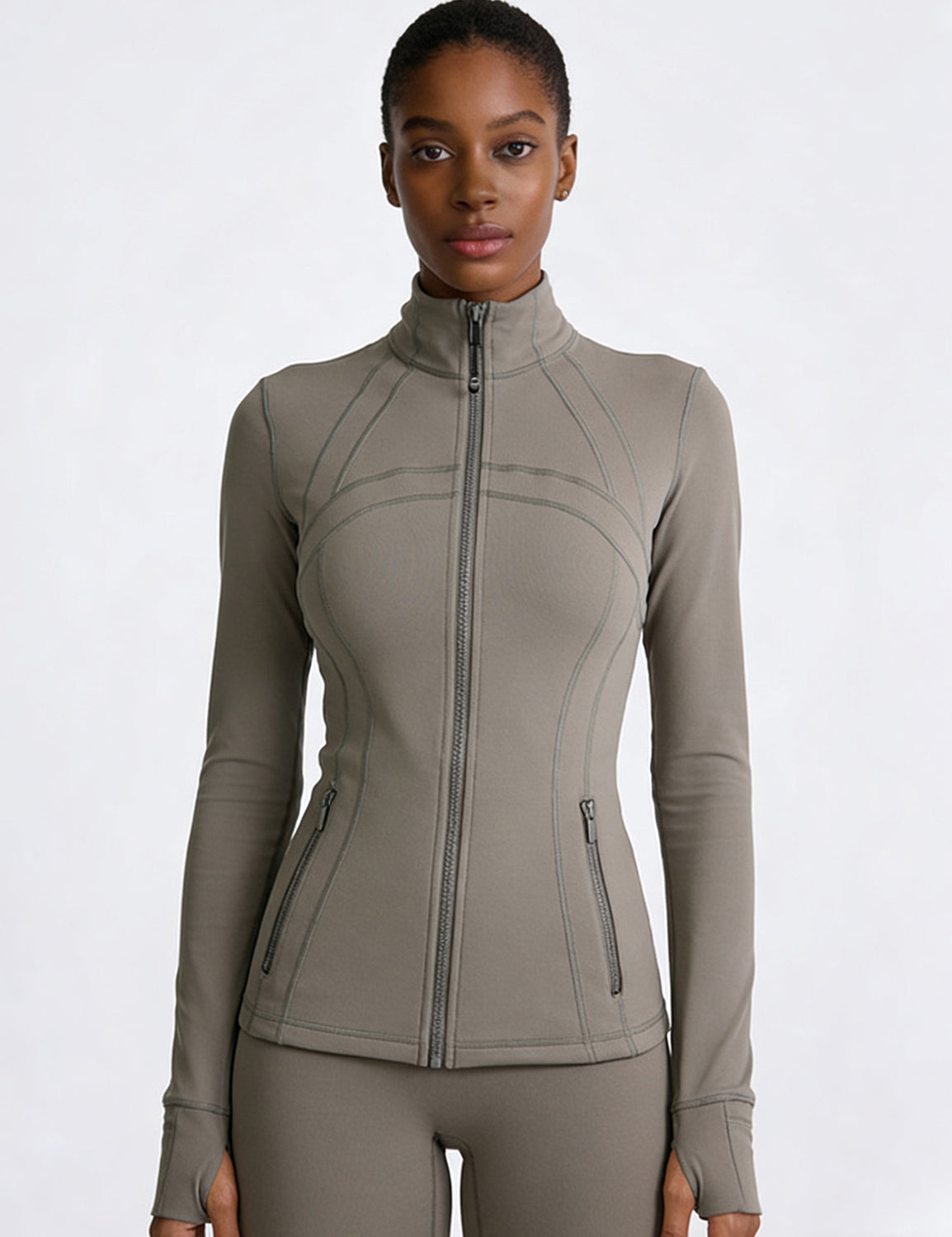 Orin Women’s Zip Up Athletic Jacket with Thumb Holes and Zipper Pockets