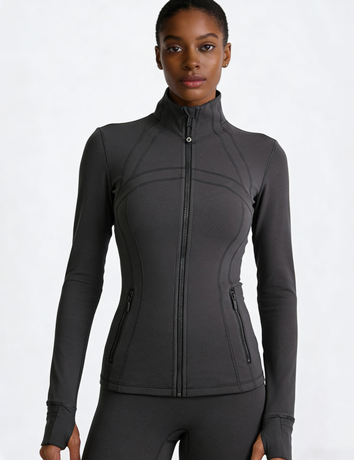 Orin Women’s Zip Up Athletic Jacket with Thumb Holes and Zipper Pockets