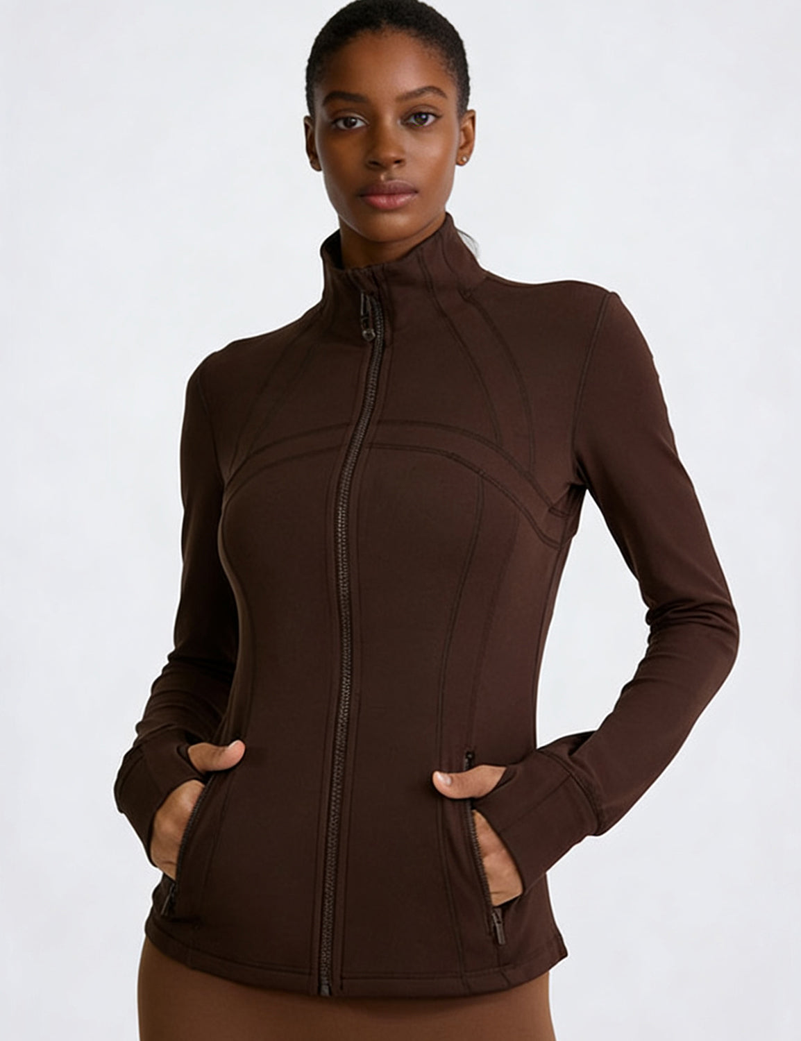 Orin Women’s Zip Up Athletic Jacket with Thumb Holes and Zipper Pockets