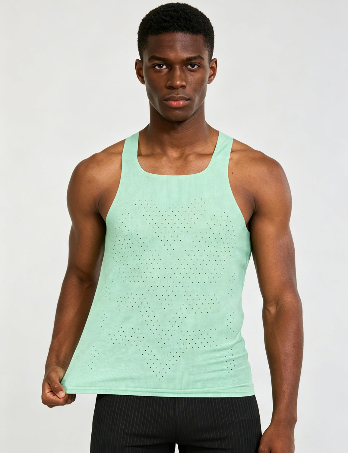 Orin Men's Square Neck Perforated Sports Tank Top