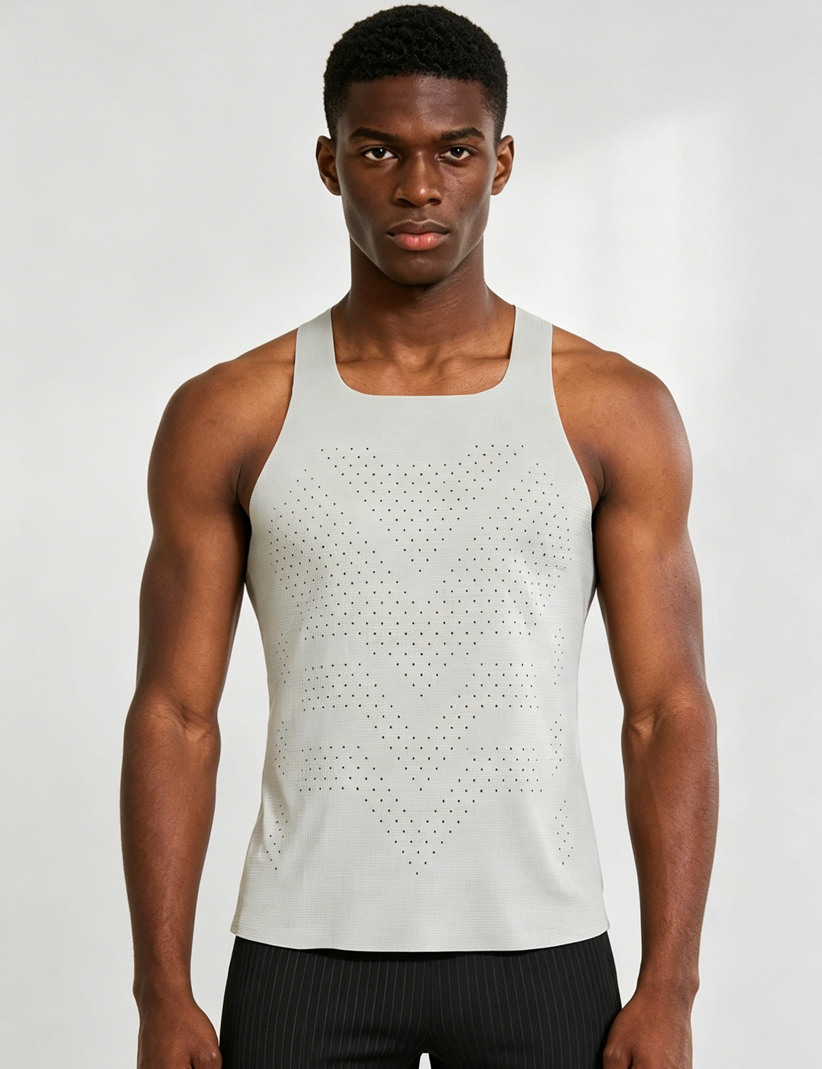 Orin Men's Square Neck Perforated Sports Tank Top