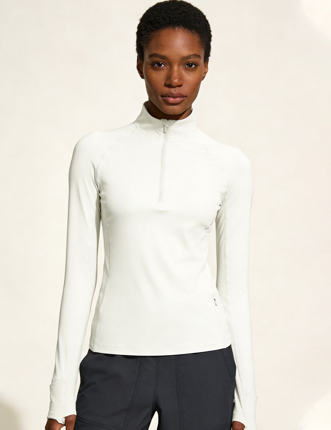 Orin Women's Half-Zip Stand Collar Slim Fit Fitness Long Sleeve Top