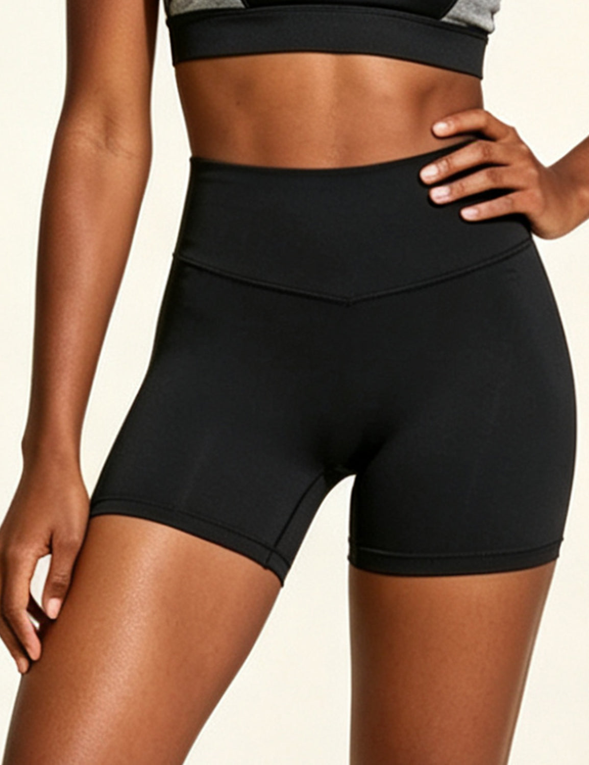 Orin Women’s High Waisted Workout Shorts V Cross Waist Biker Shorts Soft Stretch Yoga Shorts