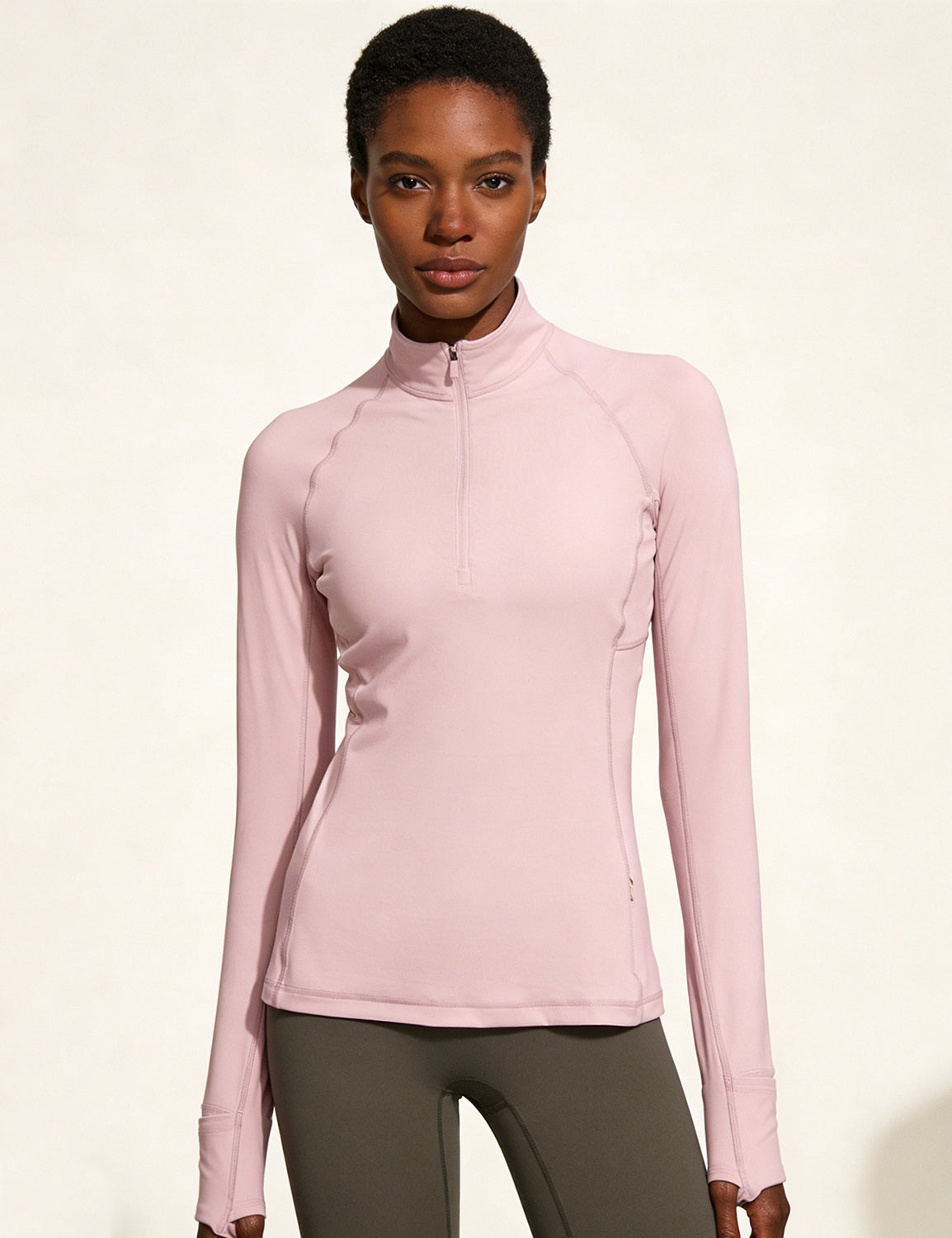 Orin Women's Half-Zip Stand Collar Slim Fit Fitness Long Sleeve Top