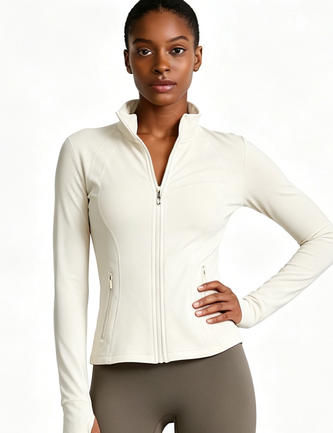 Orin Women’s Zip Up Athletic Jacket with Thumb Holes and Zipper Pockets