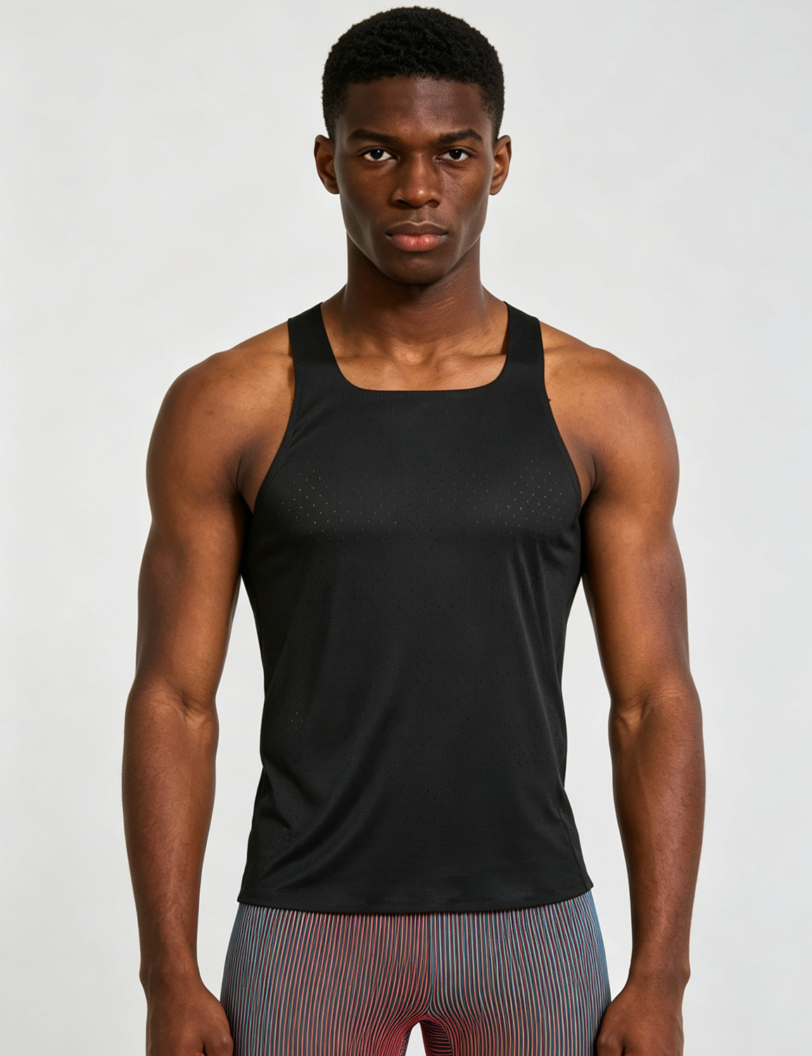 Orin Men's Square Neck Perforated Sports Tank Top