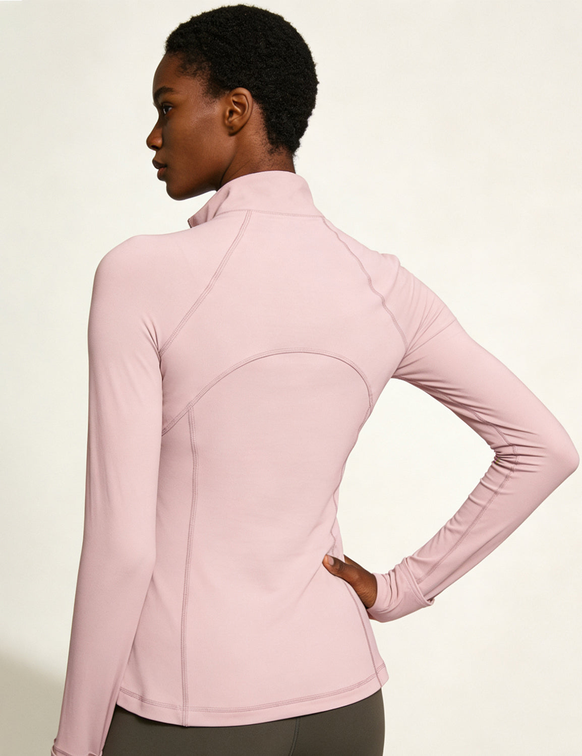 Orin Women's Half-Zip Stand Collar Slim Fit Fitness Long Sleeve Top