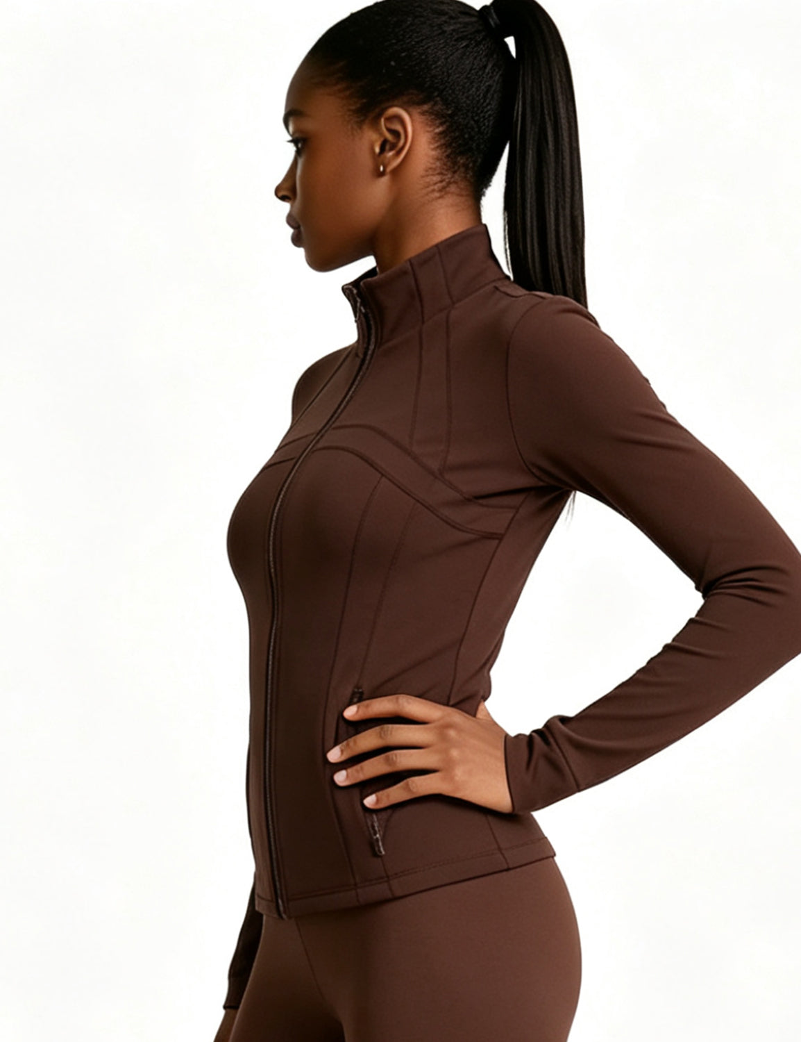 Orin Women’s Zip Up Athletic Jacket with Thumb Holes and Zipper Pockets