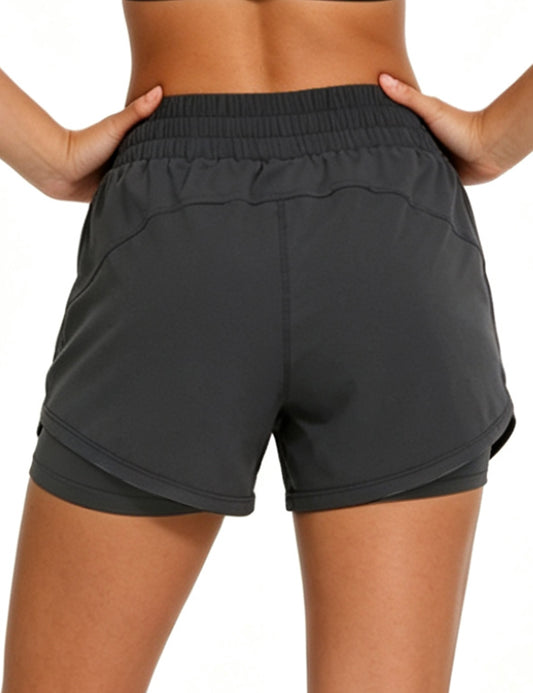 Orin Women 2-in-1 High Waisted Running Shorts with Zipper Pockets