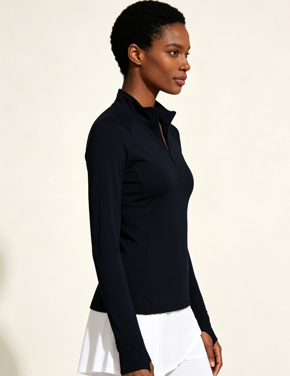 Orin Women's Half-Zip Stand Collar Slim Fit Fitness Long Sleeve Top