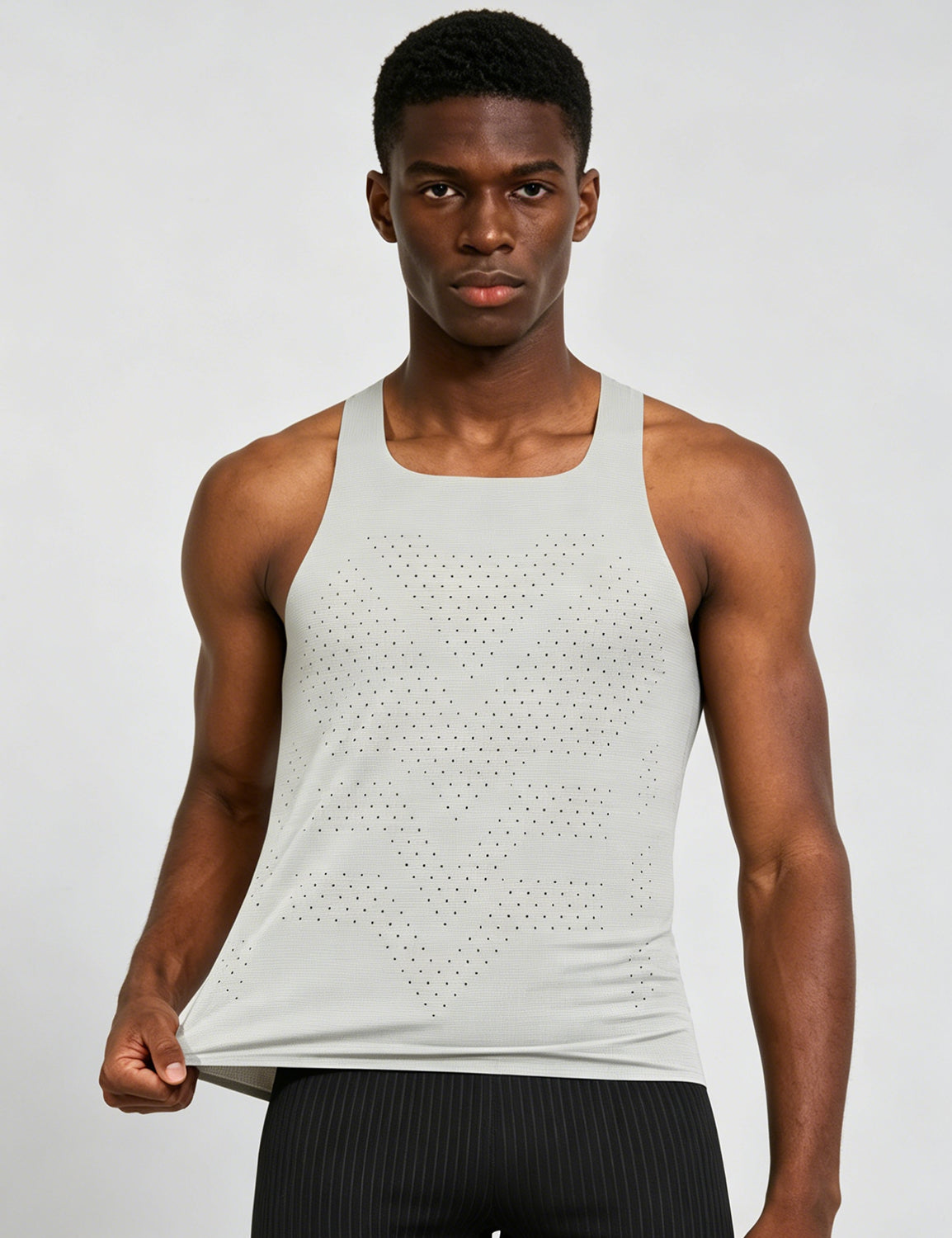 Orin Men's Square Neck Perforated Sports Tank Top