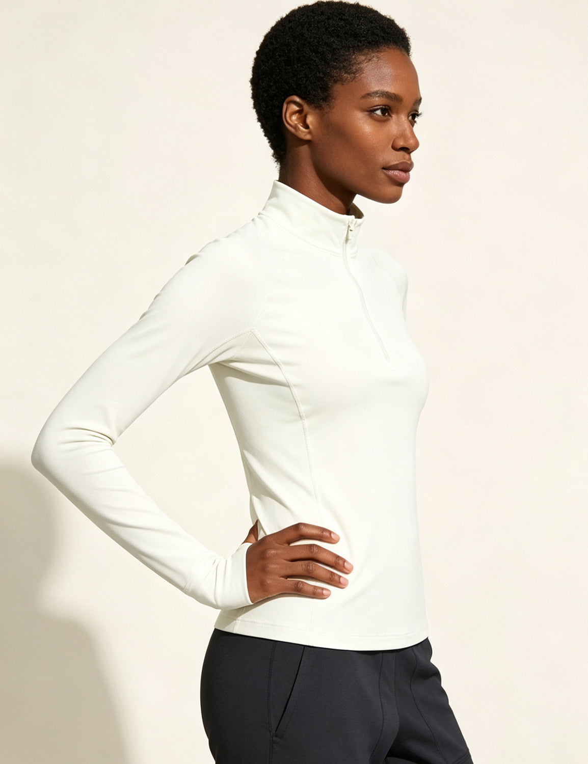 Orin Women's Half-Zip Stand Collar Slim Fit Fitness Long Sleeve Top