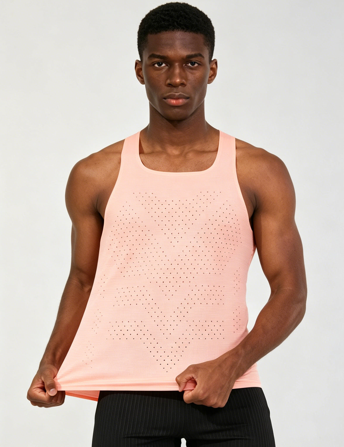 Orin Men's Square Neck Perforated Sports Tank Top