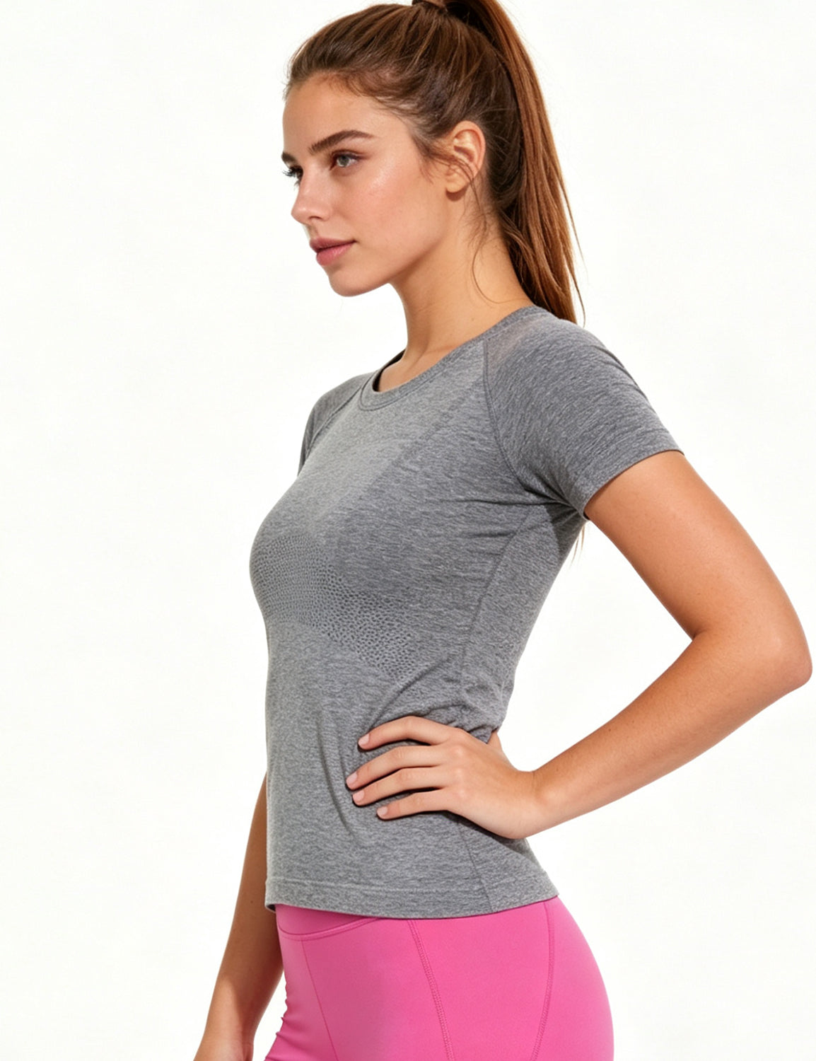Orin Women's Slim Fit Seamless Quick-Dry Breathable Sports Short Sleeve Shirts