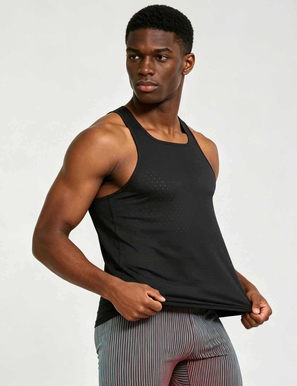 Orin Men's Square Neck Perforated Sports Tank Top