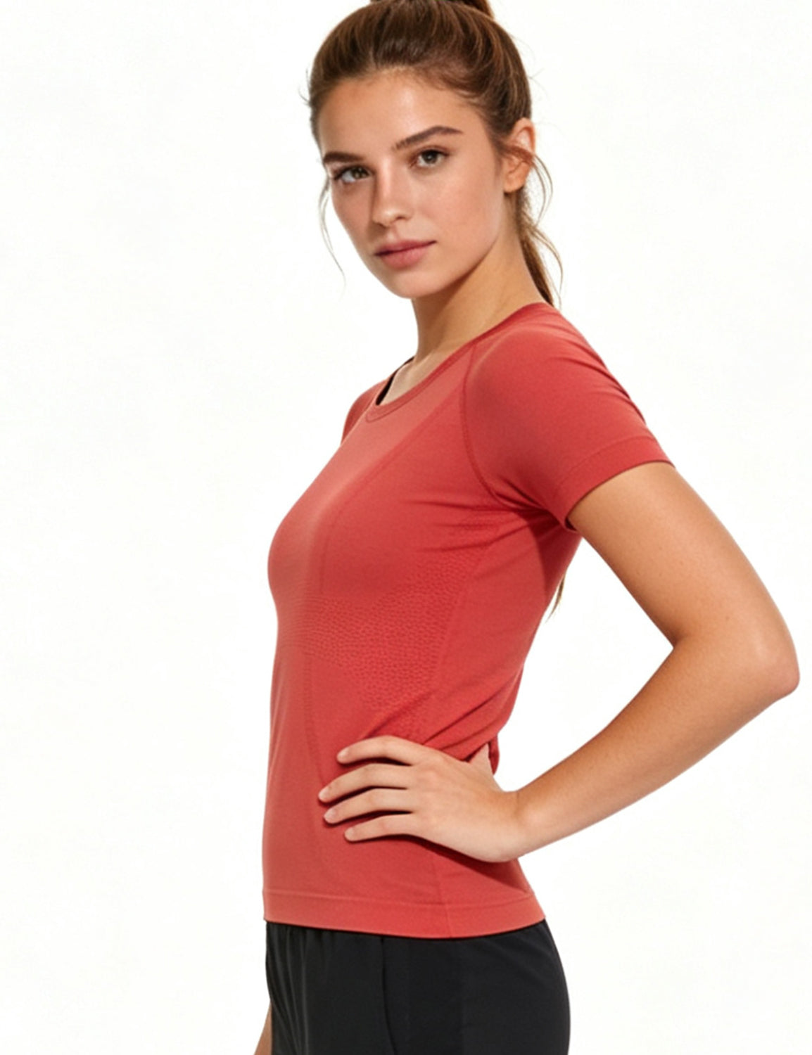 Orin Women's Slim Fit Seamless Quick-Dry Breathable Sports Short Sleeve Shirts