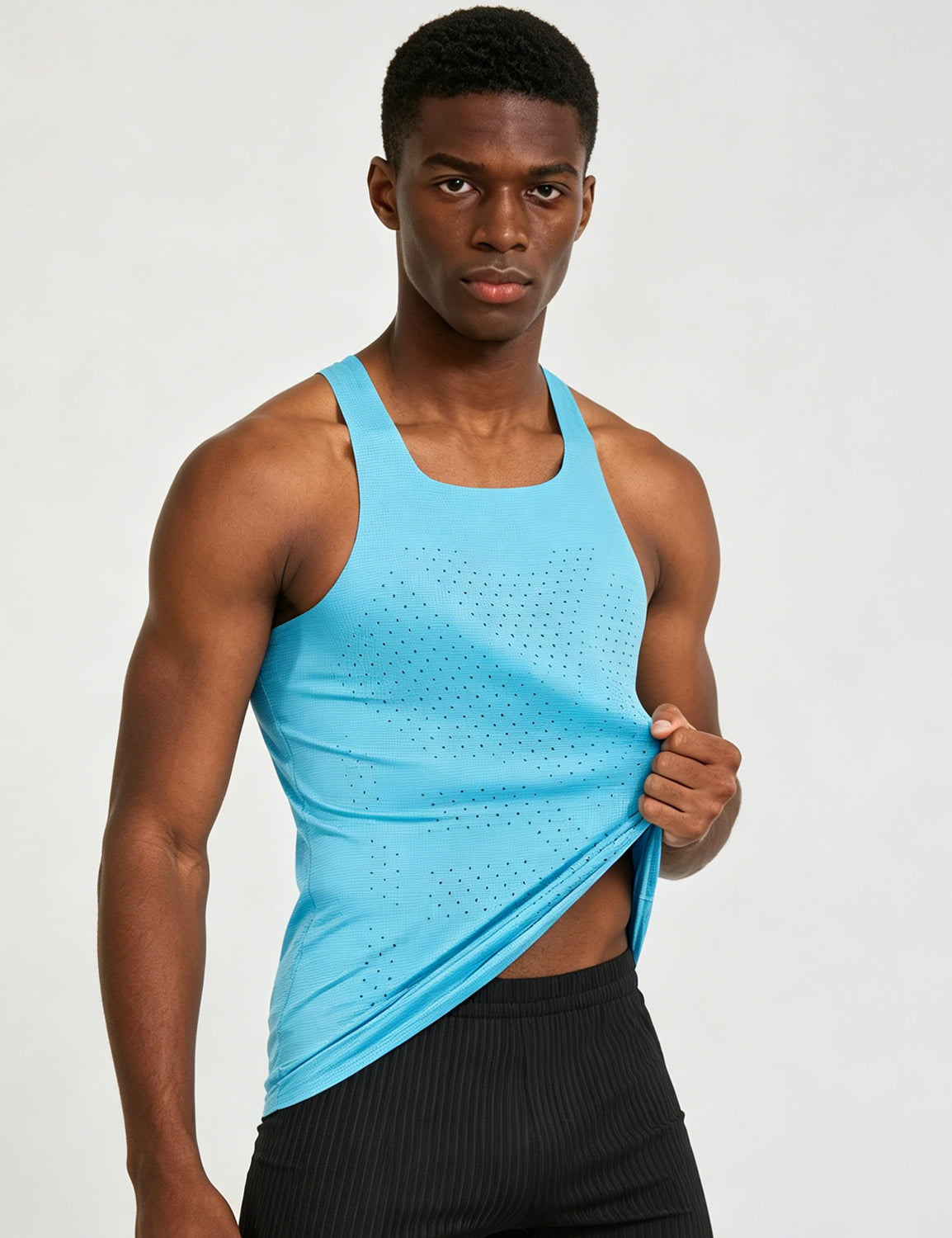 Orin Men's Square Neck Perforated Sports Tank Top