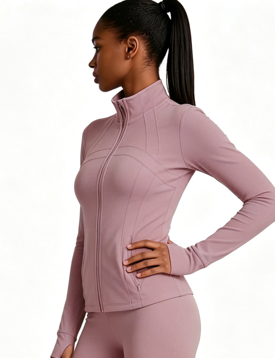 Orin Women’s Zip Up Athletic Jacket with Thumb Holes and Zipper Pockets