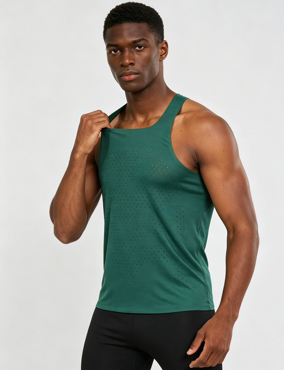 Orin Men's Square Neck Perforated Sports Tank Top