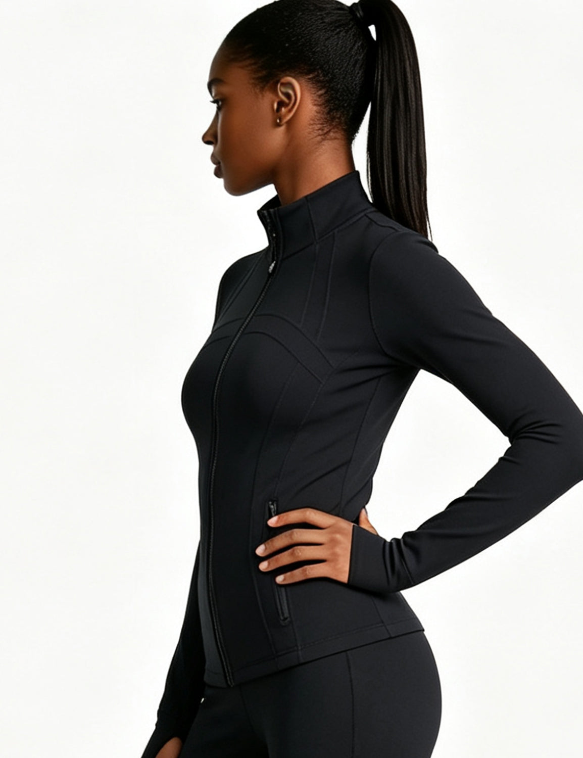 Orin Women’s Zip Up Athletic Jacket with Thumb Holes and Zipper Pockets