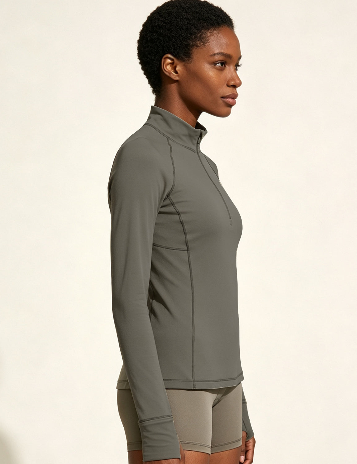 Orin Women's Half-Zip Stand Collar Slim Fit Fitness Long Sleeve Top