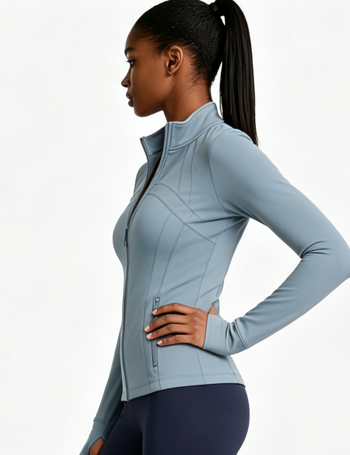 Orin Women’s Zip Up Athletic Jacket with Thumb Holes and Zipper Pockets