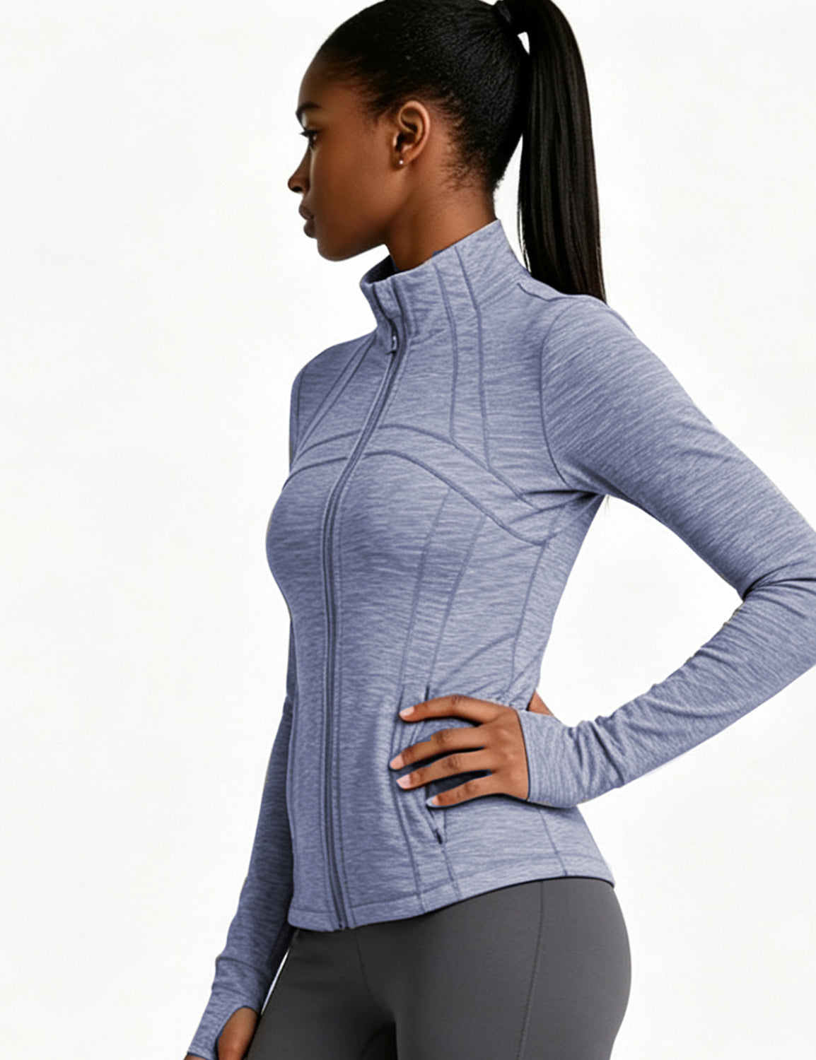 Orin Women’s Zip Up Athletic Jacket with Thumb Holes and Zipper Pockets