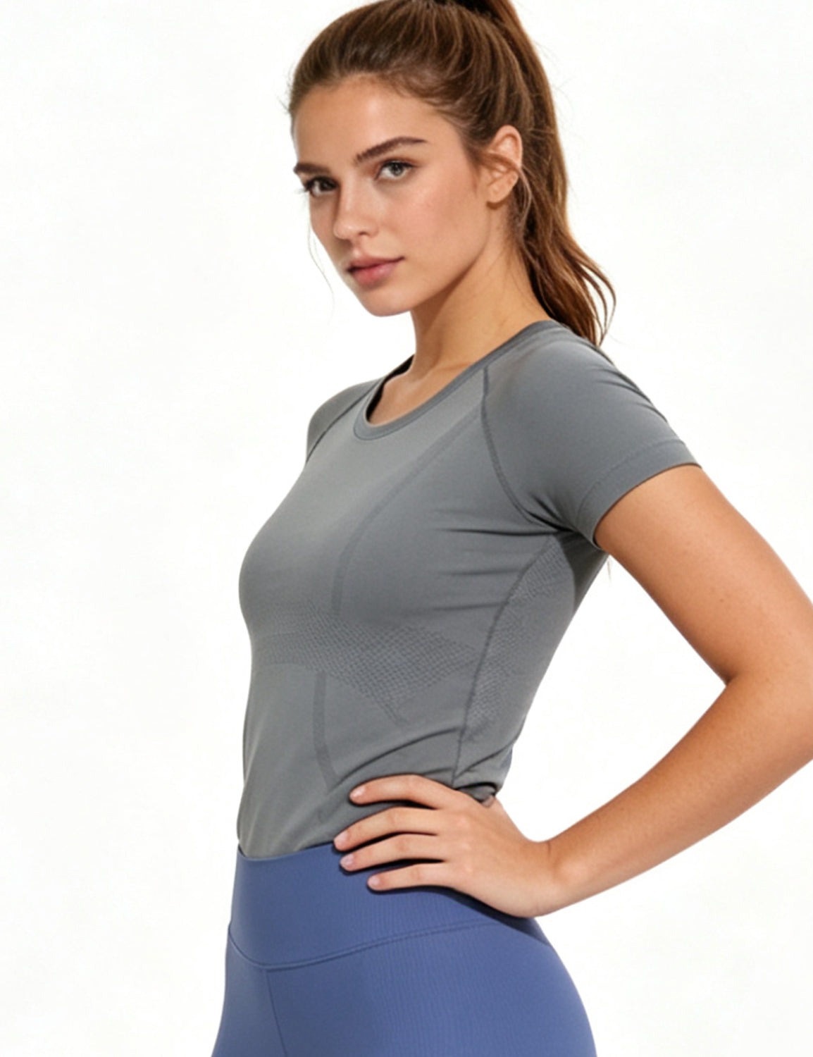 Orin Women's Slim Fit Seamless Quick-Dry Breathable Sports Short Sleeve Shirts