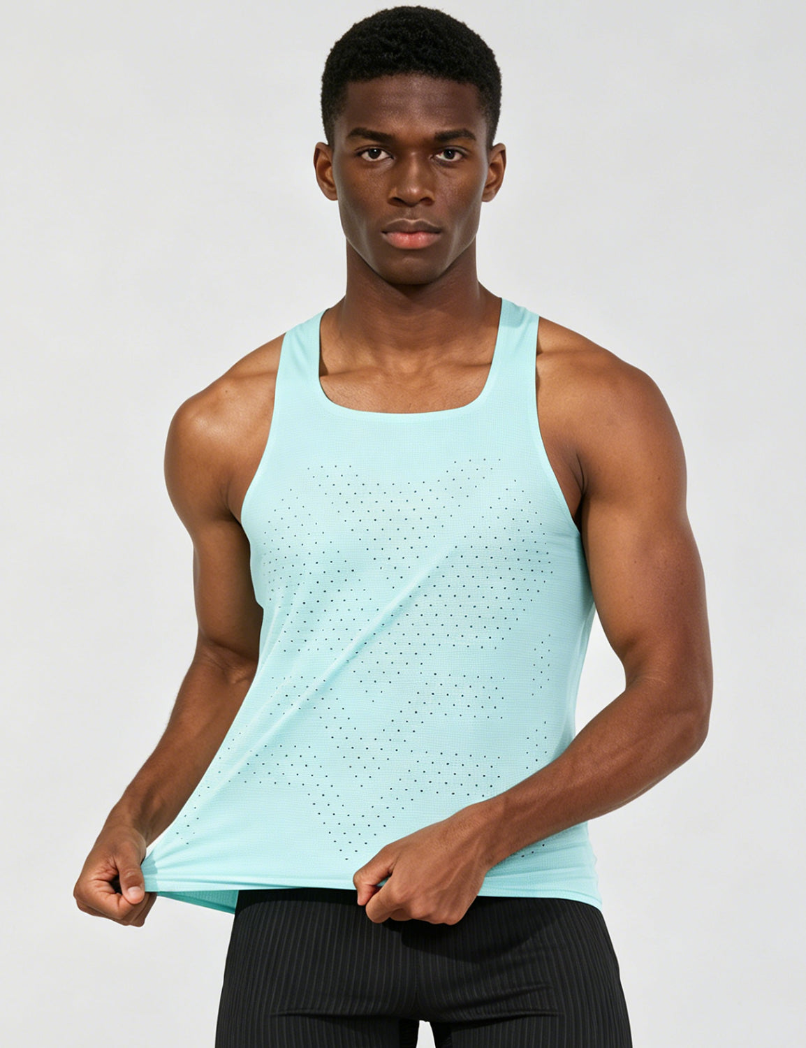 Orin Men's Square Neck Perforated Sports Tank Top