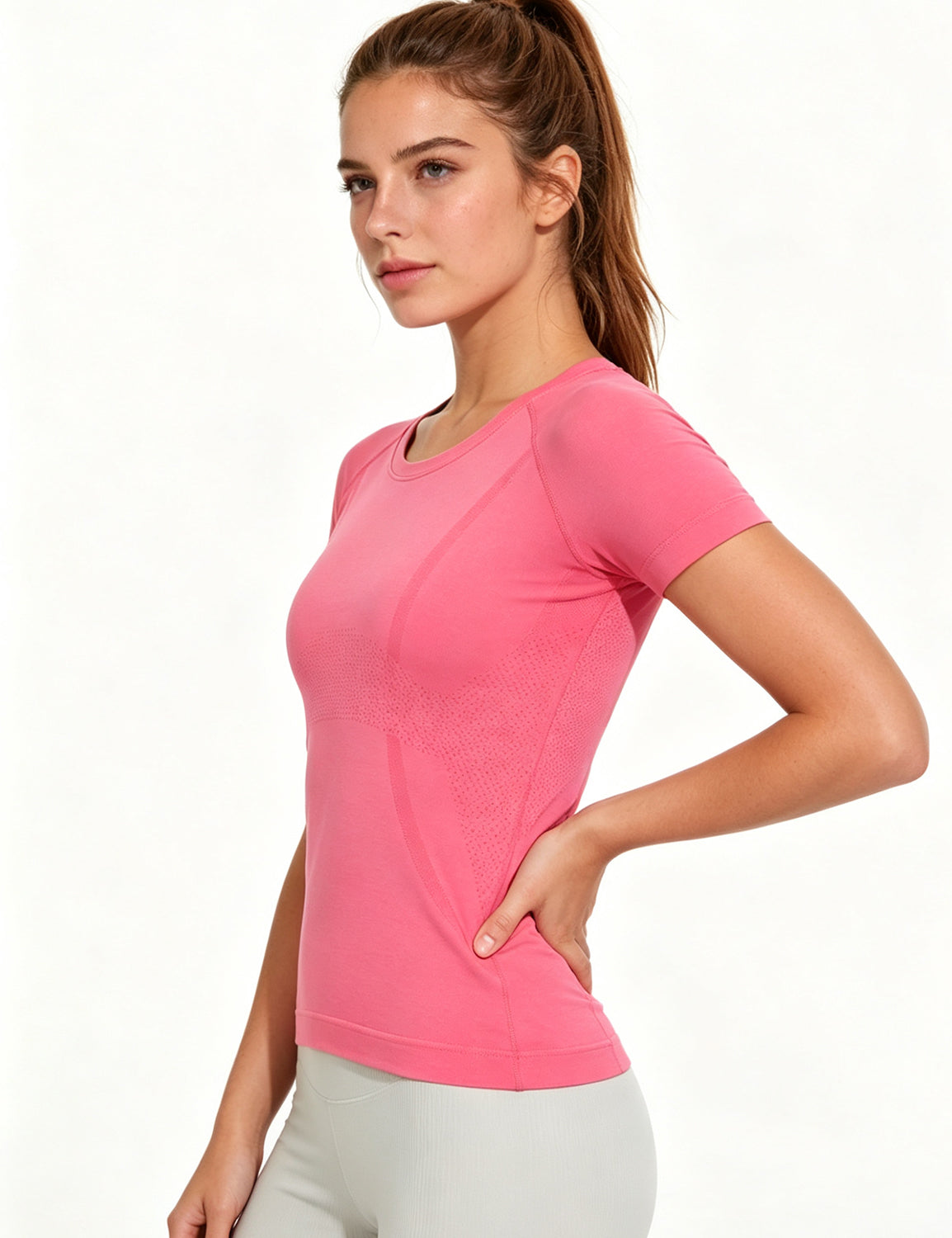 Orin Women's Slim Fit Seamless Quick-Dry Breathable Sports Short Sleeve Shirts