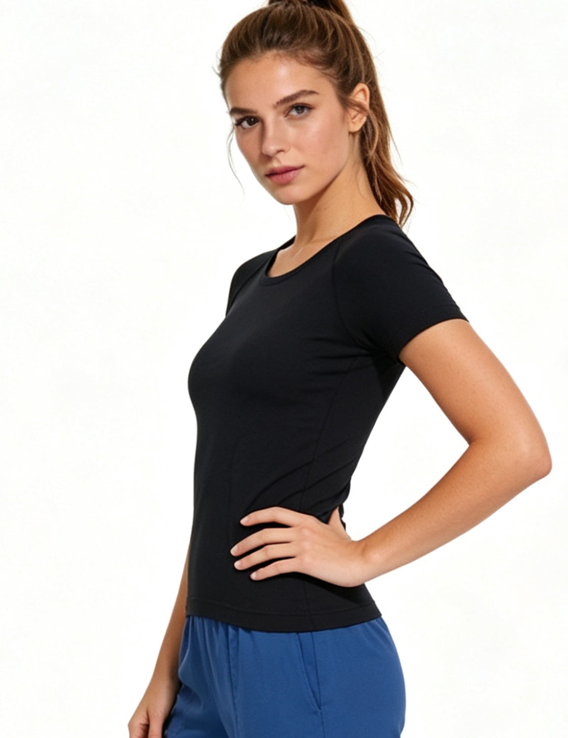Orin Women's Slim Fit Seamless Quick-Dry Breathable Sports Short Sleeve Shirts