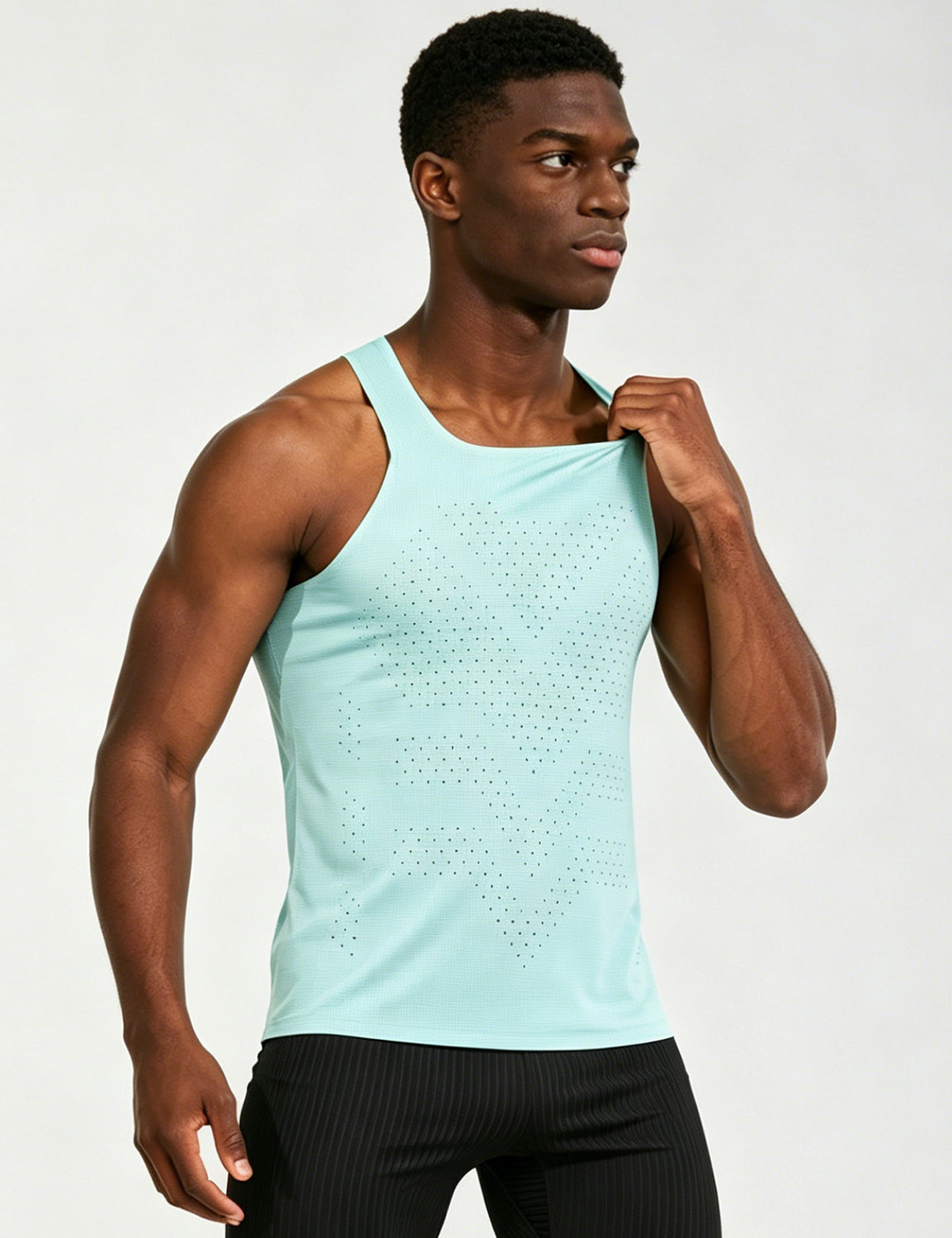 Orin Men's Square Neck Perforated Sports Tank Top