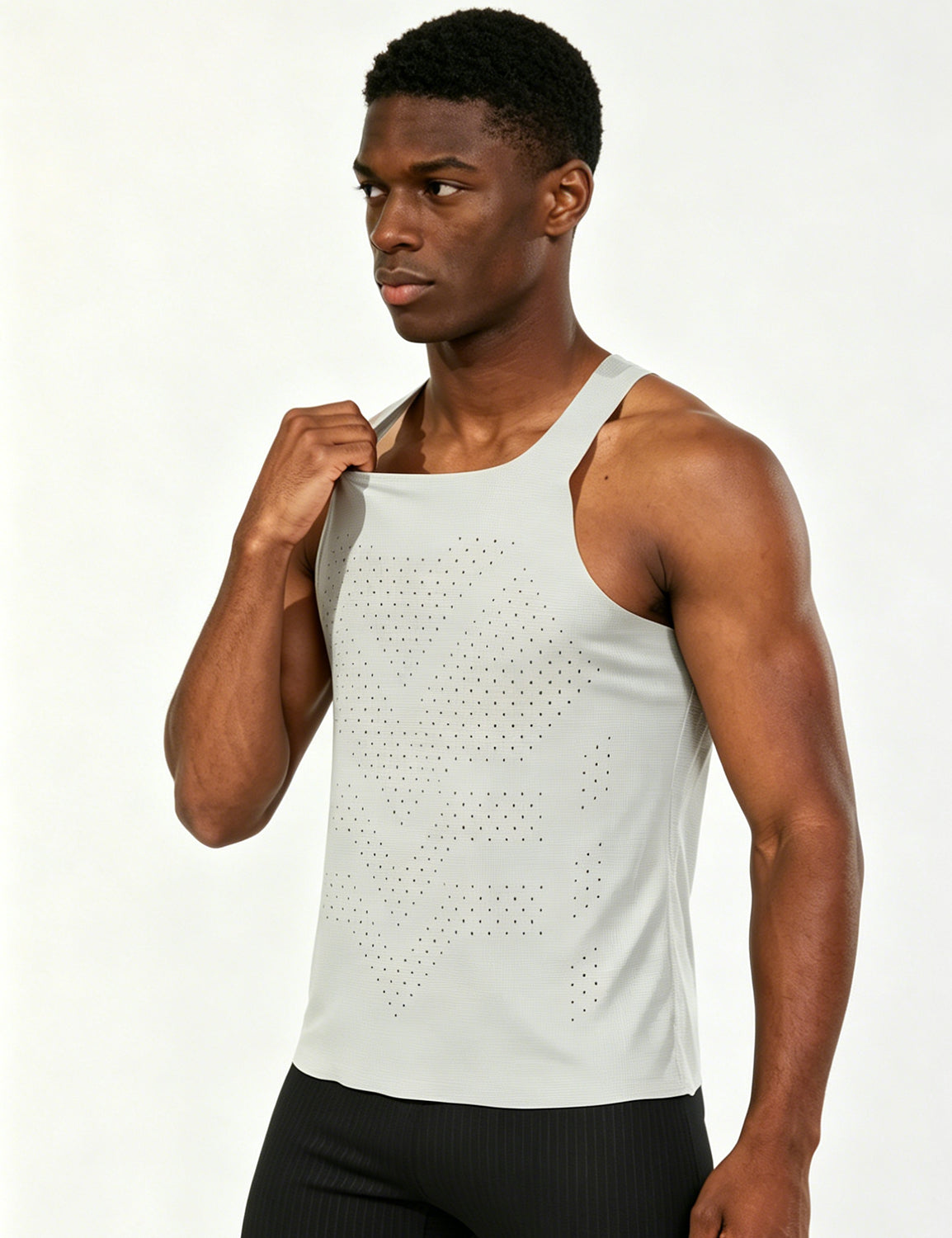 Orin Men's Square Neck Perforated Sports Tank Top