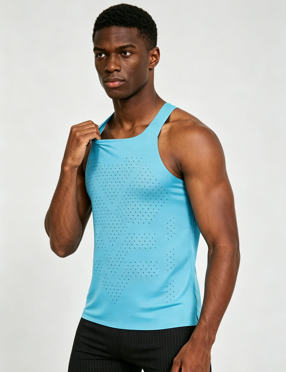 Orin Men's Square Neck Perforated Sports Tank Top