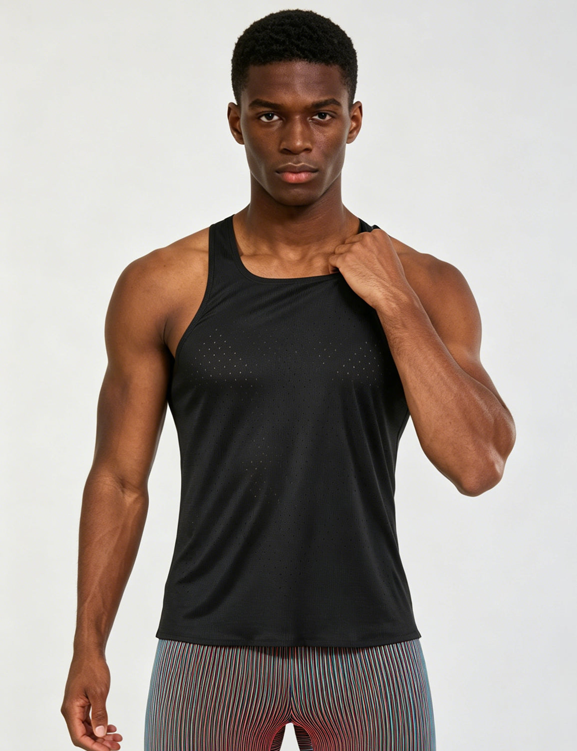 Orin Men's Square Neck Perforated Sports Tank Top