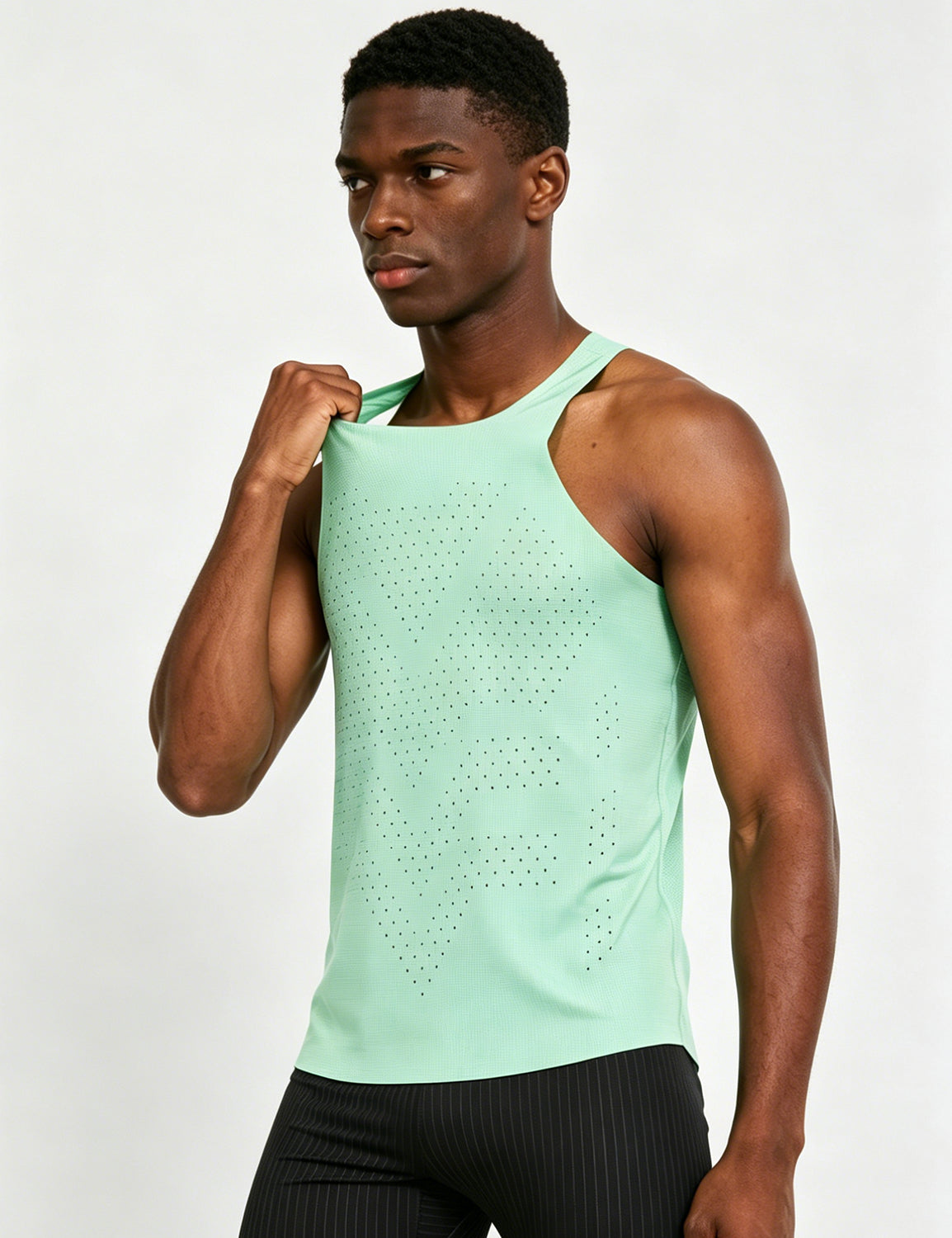Orin Men's Square Neck Perforated Sports Tank Top