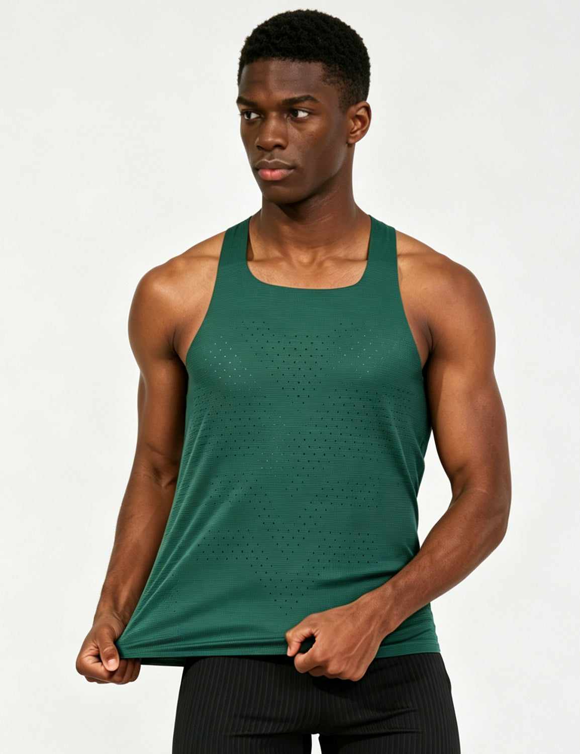 Orin Men's Square Neck Perforated Sports Tank Top