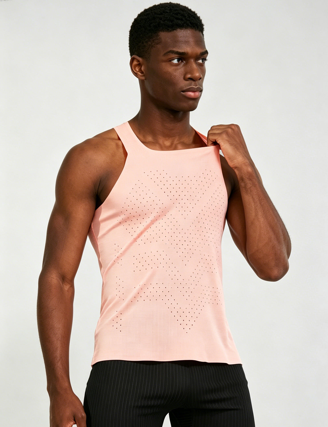 Orin Men's Square Neck Perforated Sports Tank Top